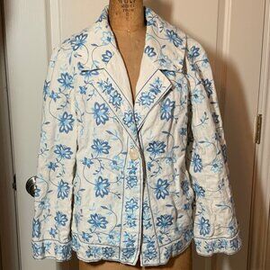 JJill L Petite Embroidered Washable Linen Jacket